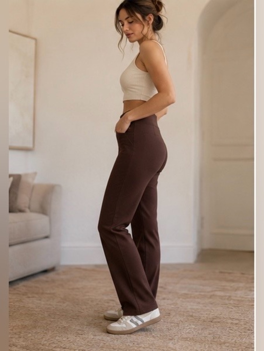 Calvin Klein Brown Stretch Skinny Pants XL Pull On Career Pants